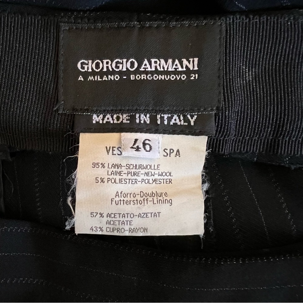 Giorgio Armani | Wool Pinstripe Trousers High Rise Tapered Pants Size 10 (IT 46) - Picture 2 of 11